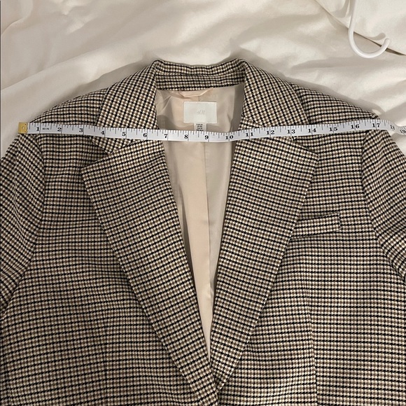 H&M Brown Houndstooth Blazer Jacket Size XS - Picture 9 of 10